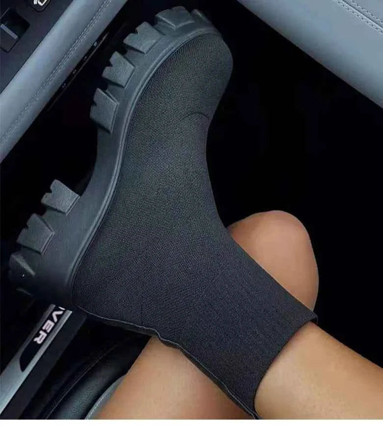 Women's Platform Slip-On Sneakers - Casual Heeled Shoes