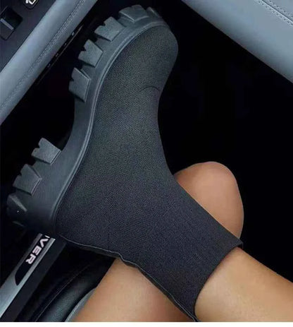 Women's Platform Slip-On Sneakers - Casual Heeled Shoes