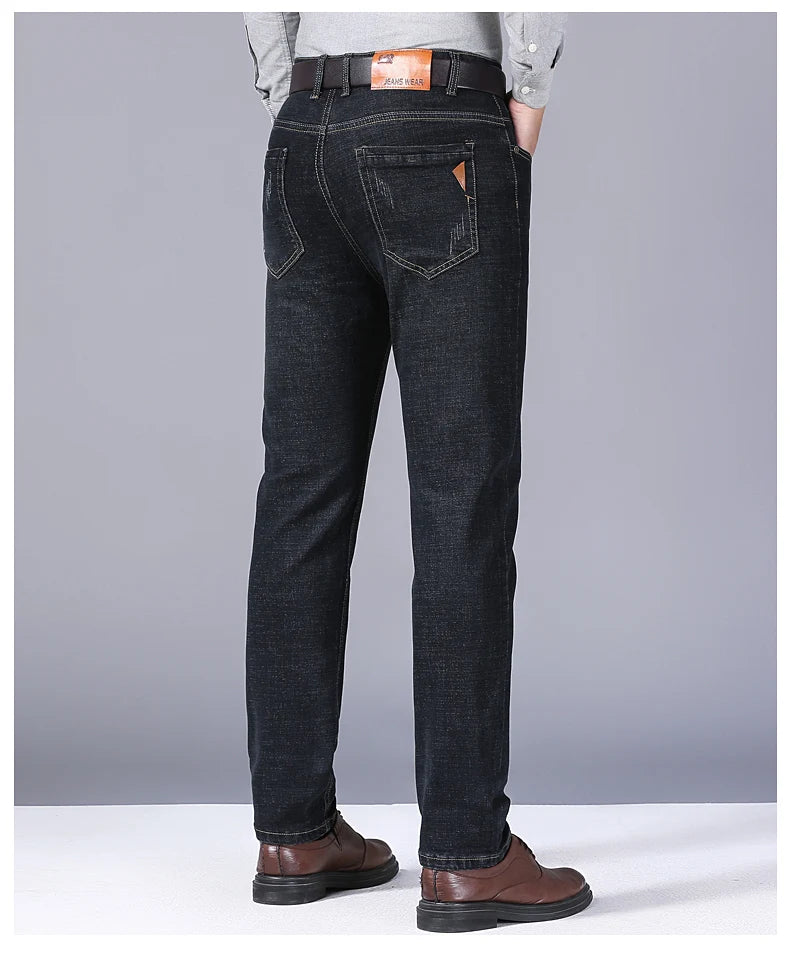 Men's Stretch Straight Jeans - Slim Fit Business Denim - SlayGood