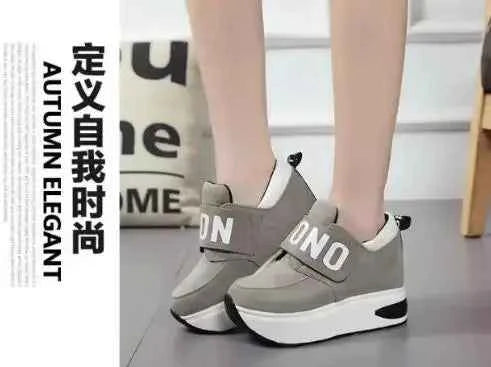 Women's Platform Wedge Sneakers - High Heel Casual Shoes