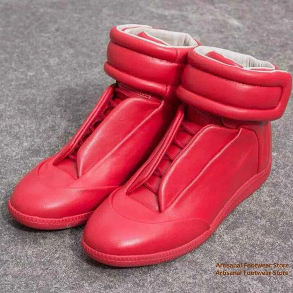 Men's Designer High-Top Leather Sneakers - Premium Ankle Boots