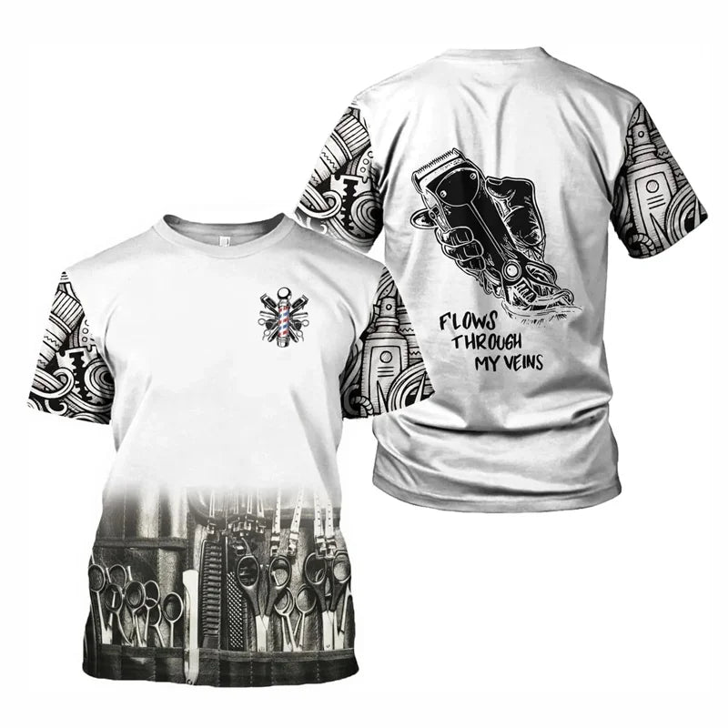 Barber Shop 3D Graphic T-Shirt for Men - SlayGood