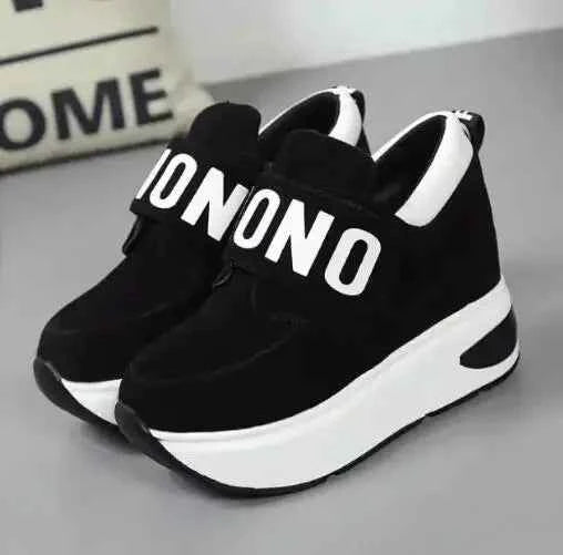 Women's Platform Wedge Sneakers - High Heel Casual Shoes