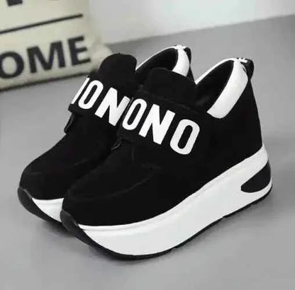 Women's Platform Wedge Sneakers - High Heel Casual Shoes