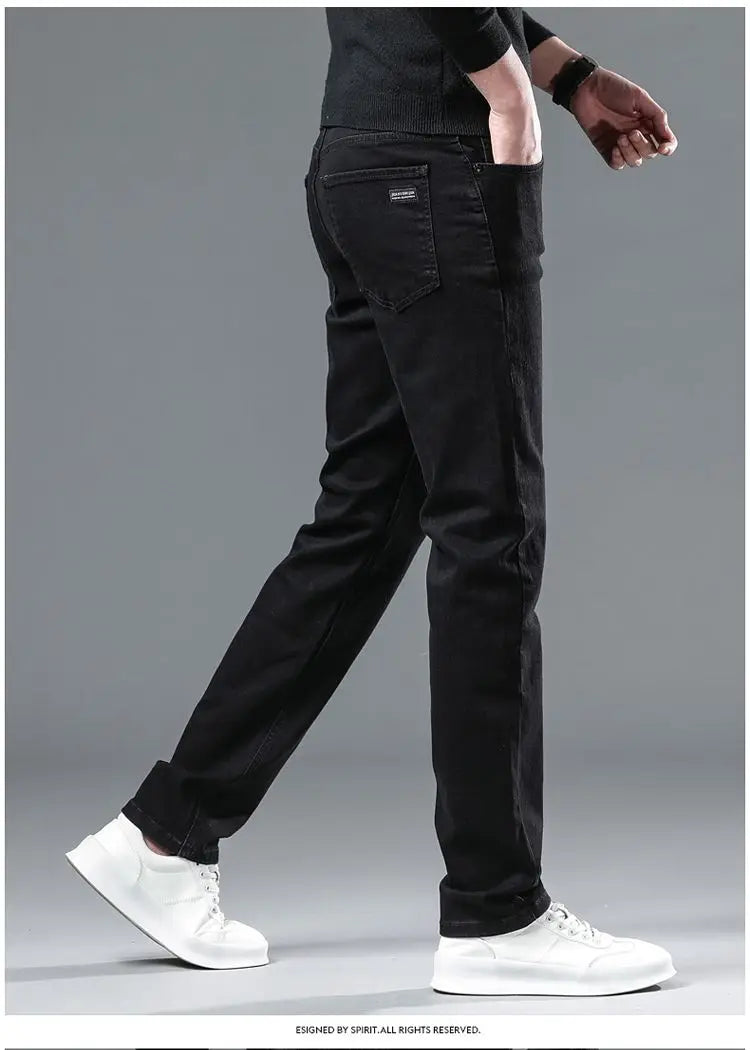 Men's Slim Fit Dress Jeans - Smart Casual Black Denim - SlayGood
