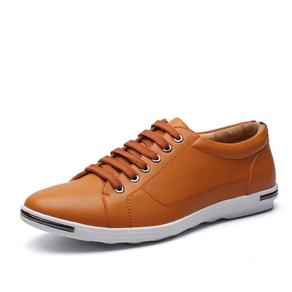 Men's Casual Leather Sneakers - Breathable Walking Shoes