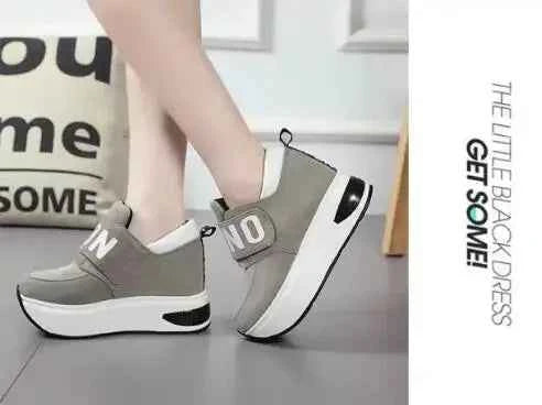 Women's Platform Wedge Sneakers - High Heel Casual Shoes