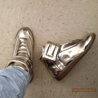 Men's Designer High-Top Leather Sneakers - Premium Ankle Boots