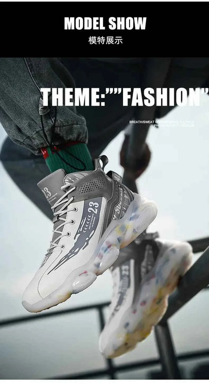 DZAG Men's High-Top Basketball Sneakers Shock Absorbing Casual Shoes