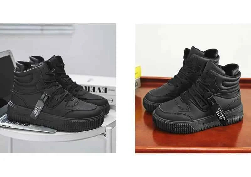 PDMCMS Men's High-Top Sneakers Waterproof Skateboard Casual Shoes