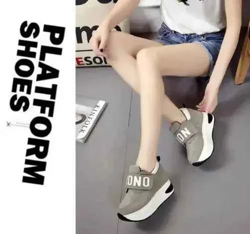 Women's Platform Wedge Sneakers - High Heel Casual Shoes