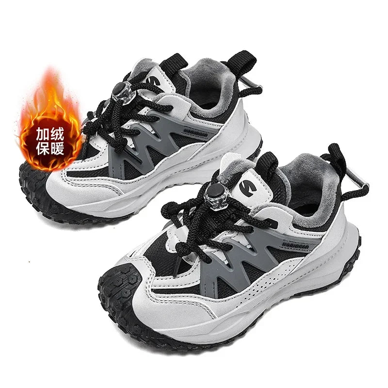Kids Winter Sneakers - Warm Plush Lined Sports Shoes