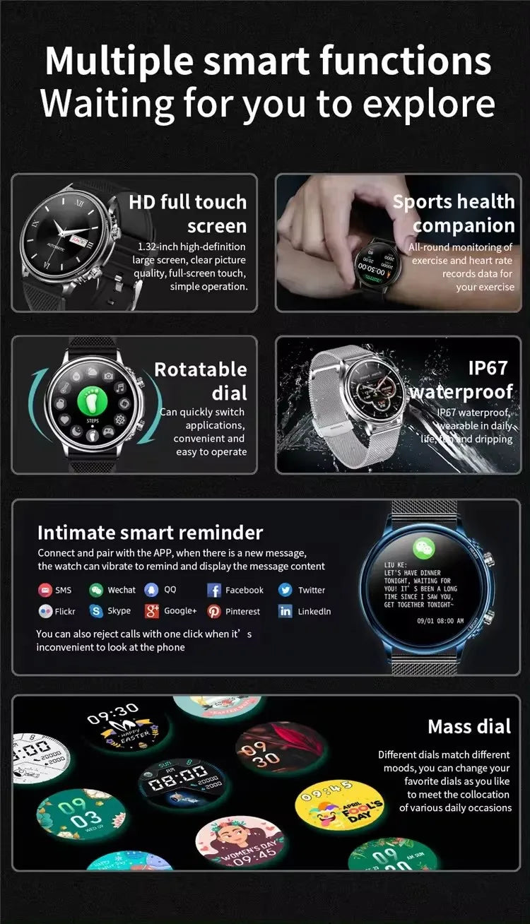 SUNKTA IP67 Waterproof Smart Watch Bluetooth Call Health Monitor