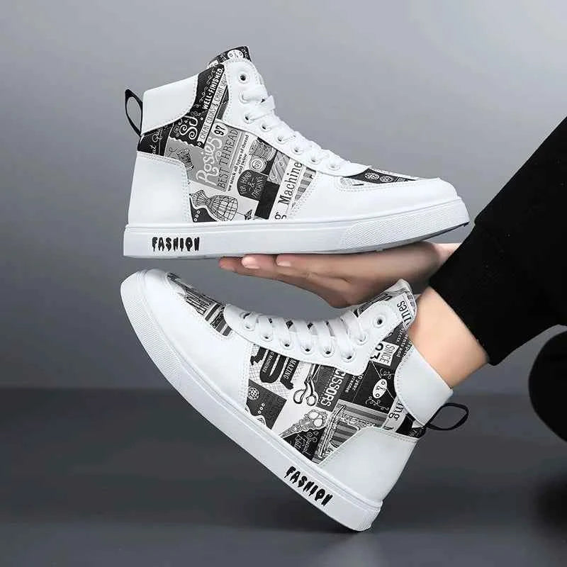 Men's High-Top Hemp Sneakers - Breathable Casual Shoes