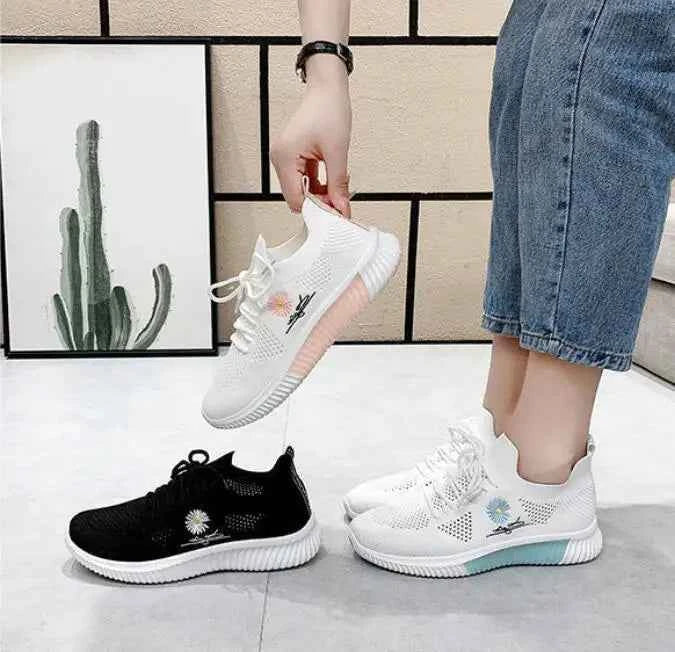 Okkdey Women's Casual Sneakers Comfortable Stretch Fabric Tennis Shoes