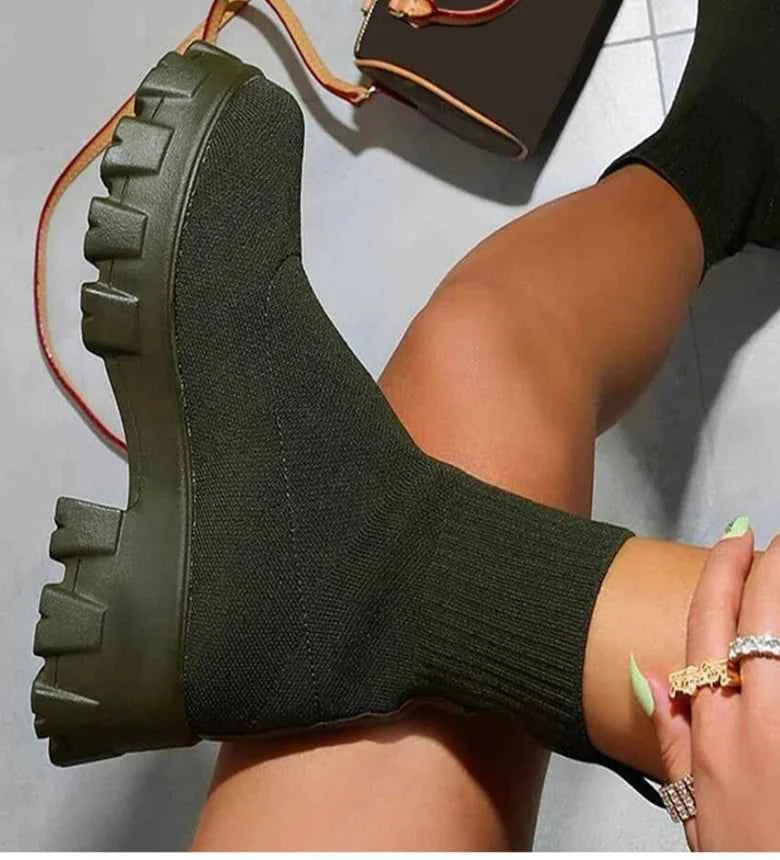 Women's Platform Slip-On Sneakers - Casual Heeled Shoes