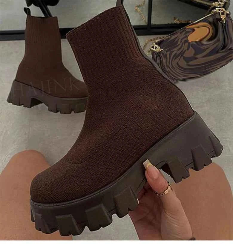 Women's Platform Slip-On Sneakers - Casual Heeled Shoes