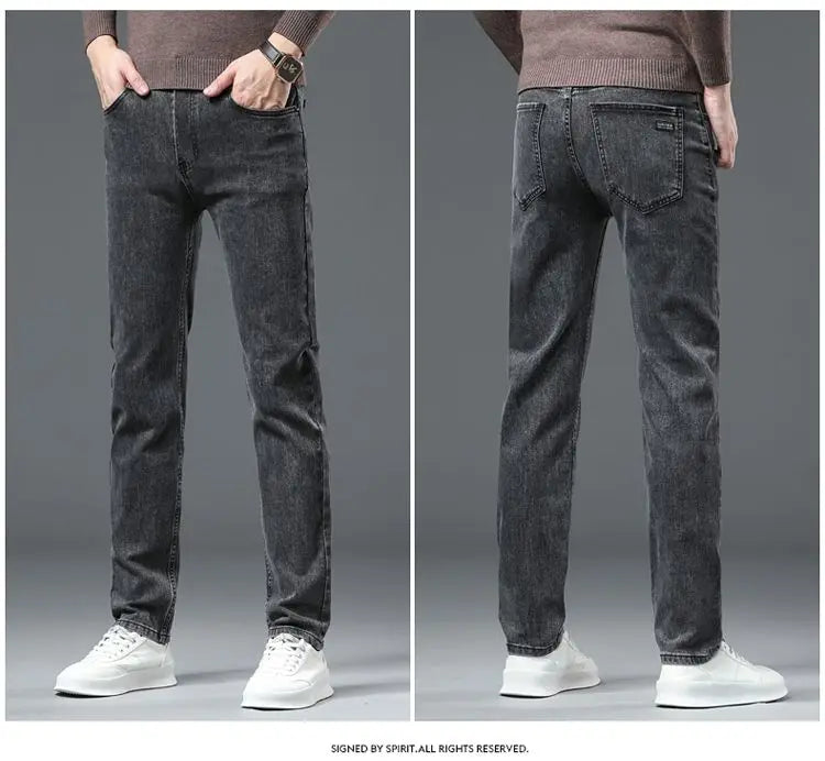 Men's Slim Fit Dress Jeans - Smart Casual Black Denim - SlayGood