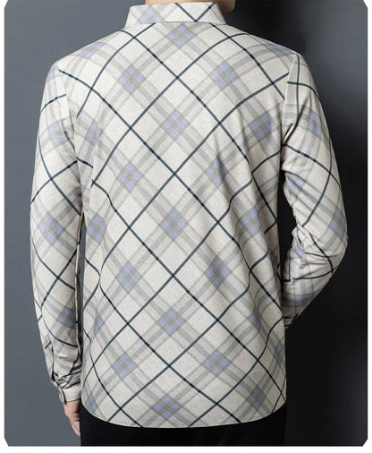 Men's Wrinkle-Free Business Shirt - Plaid Long Sleeve - SlayGood