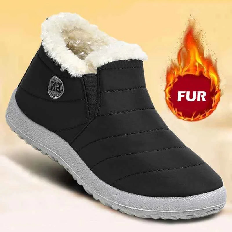 Men's Winter Fur-Lined Ankle Shoes - Warm Slip-On Sneakers
