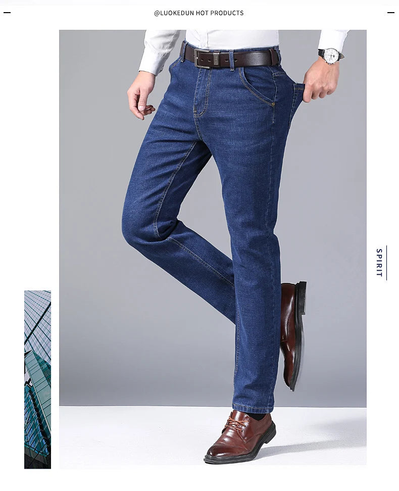 Men's Business Casual Jeans - Classic Slim Fit Denim - SlayGood