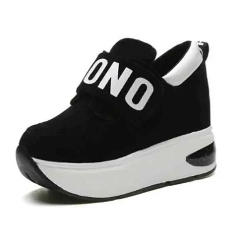 Women's Platform Wedge Sneakers - High Heel Casual Shoes