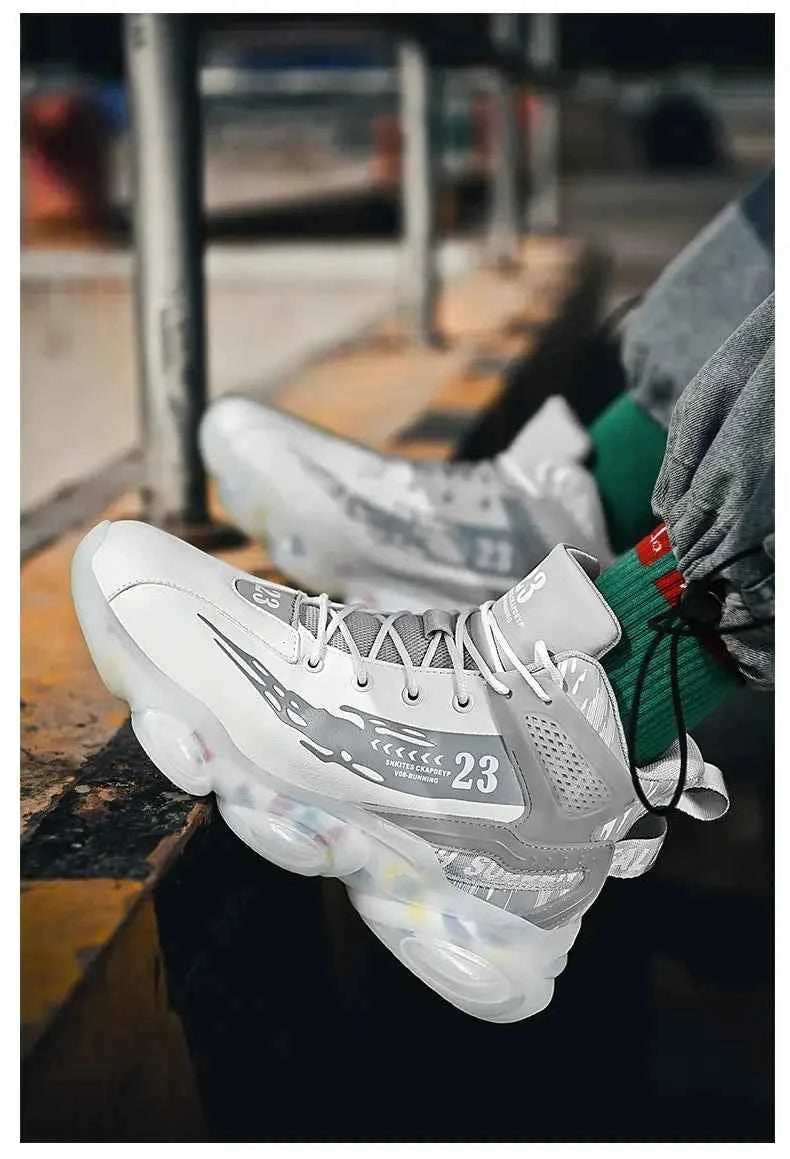 DZAG Men's High-Top Basketball Sneakers Shock Absorbing Casual Shoes