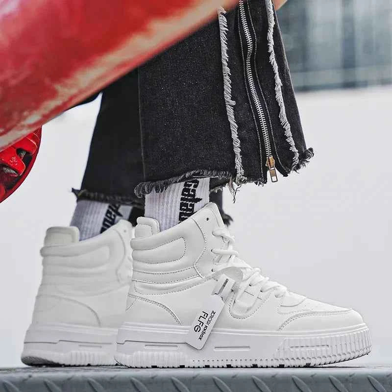 PDMCMS Men's High-Top Sneakers Waterproof Skateboard Casual Shoes