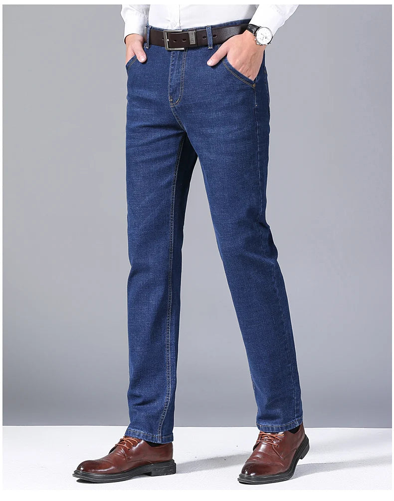 Men's Business Casual Jeans - Classic Slim Fit Denim - SlayGood