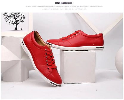 Men's Casual Leather Sneakers - Breathable Walking Shoes