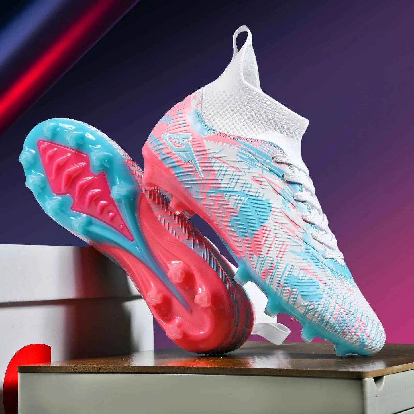 Men's Soccer Shoes TF/FG Football Boots Long Spikes Turf Cleats