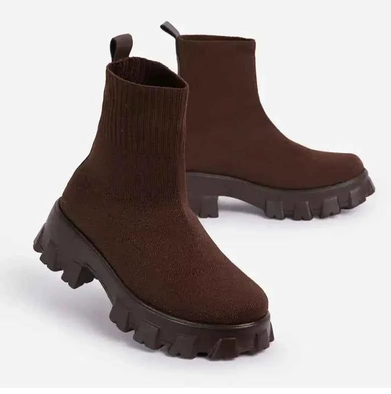 Women's Platform Slip-On Sneakers - Casual Heeled Shoes