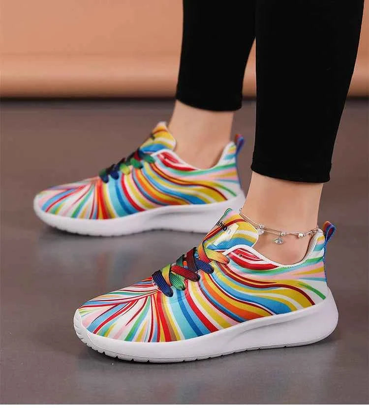 KUIDFAR Women's Colorful Sneakers Breathable Mesh Sports Shoes