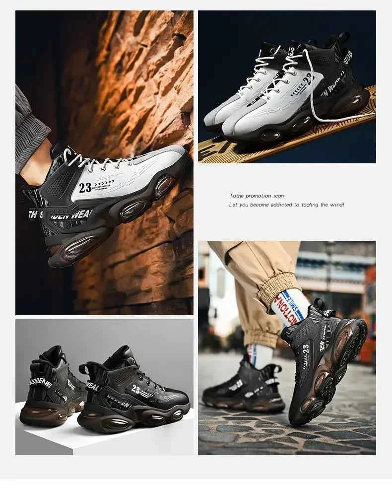 DZAG Men's High-Top Basketball Sneakers Shock Absorbing Casual Shoes