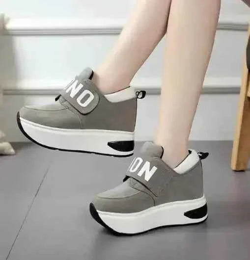 Women's Platform Wedge Sneakers - High Heel Casual Shoes