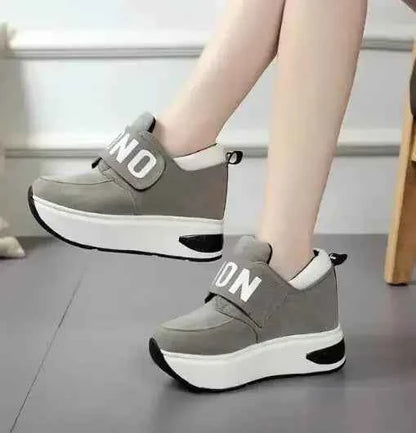 Women's Platform Wedge Sneakers - High Heel Casual Shoes