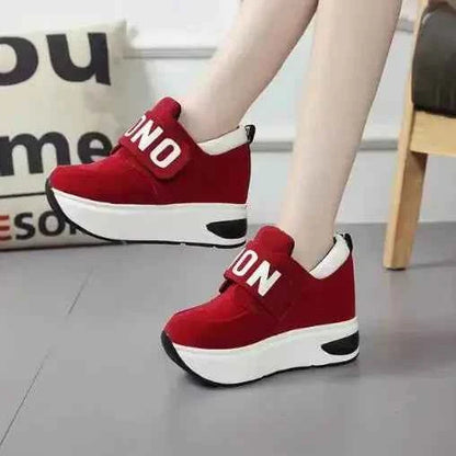 Women's Platform Wedge Sneakers - High Heel Casual Shoes