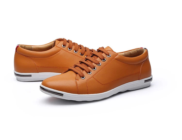 Men's Casual Leather Sneakers - Breathable Walking Shoes