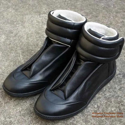 Men's Designer High-Top Leather Sneakers - Premium Ankle Boots