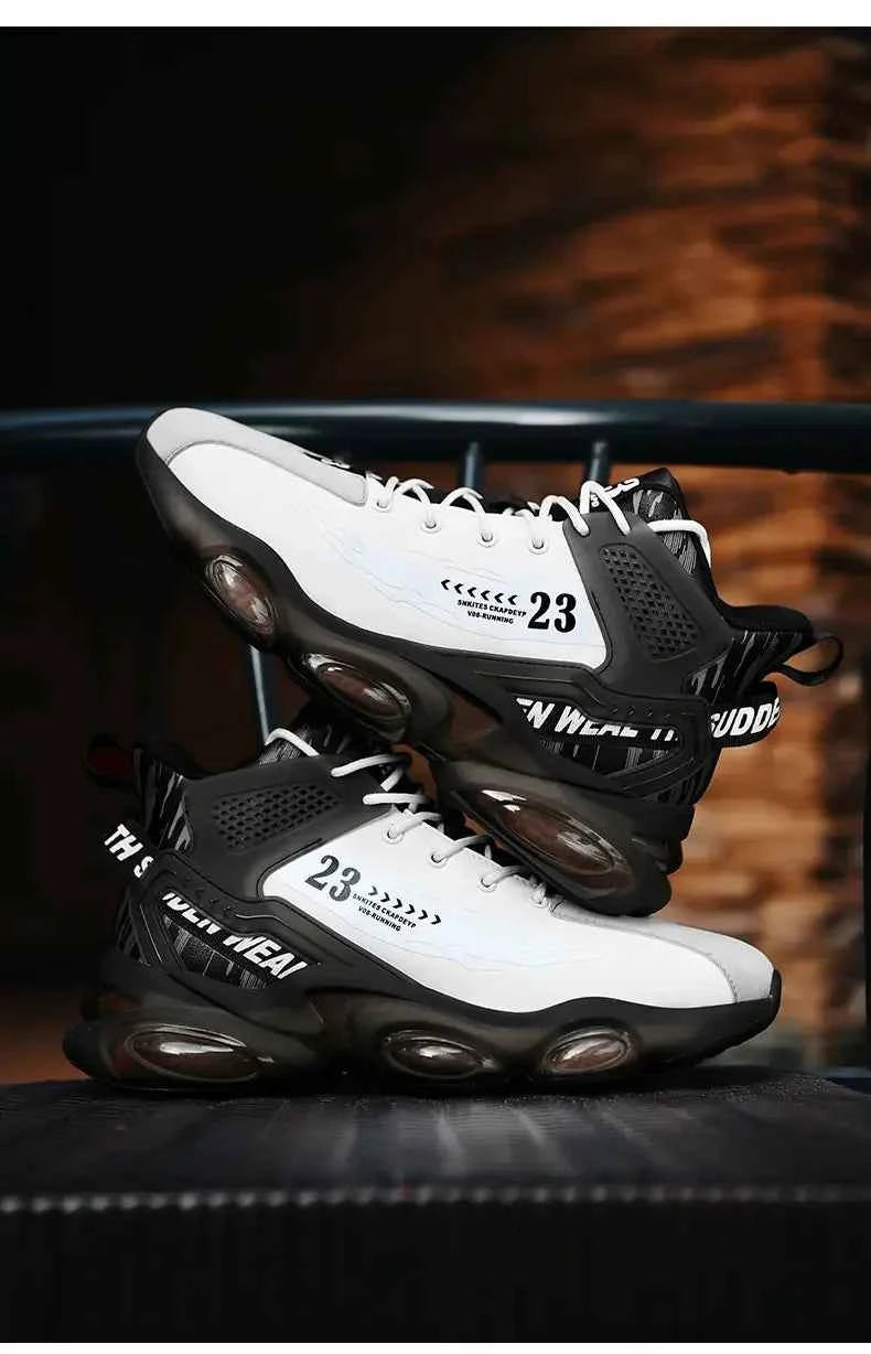 DZAG Men's High-Top Basketball Sneakers Shock Absorbing Casual Shoes