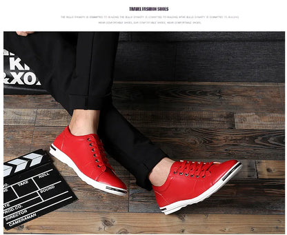 Men's Casual Leather Sneakers - Breathable Walking Shoes