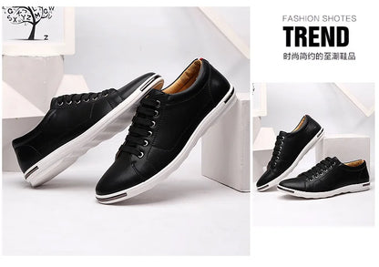 Men's Casual Leather Sneakers - Breathable Walking Shoes