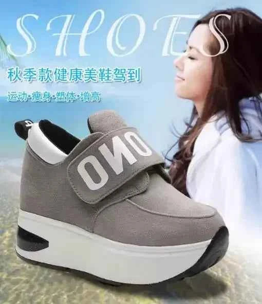 Women's Platform Wedge Sneakers - High Heel Casual Shoes