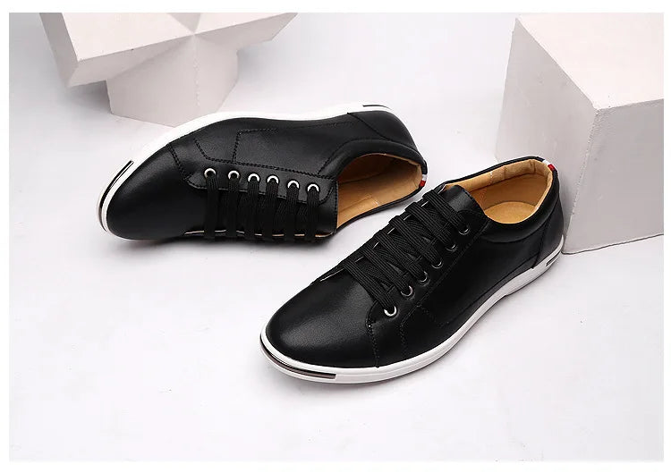 Men's Casual Leather Sneakers - Breathable Walking Shoes