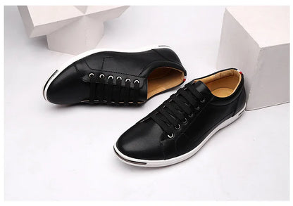Men's Casual Leather Sneakers - Breathable Walking Shoes