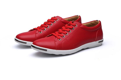 Men's Casual Leather Sneakers - Breathable Walking Shoes