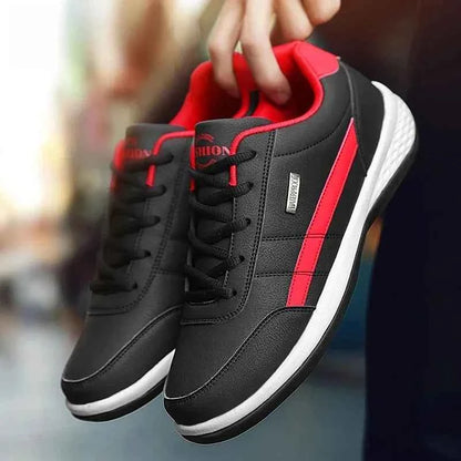 Men's Waterproof Leather Sneakers - Casual Lace-Up Shoes