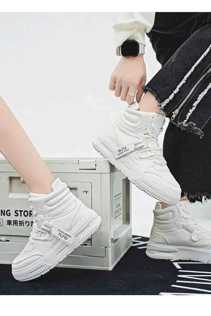 PDMCMS Men's High-Top Sneakers Waterproof Skateboard Casual Shoes