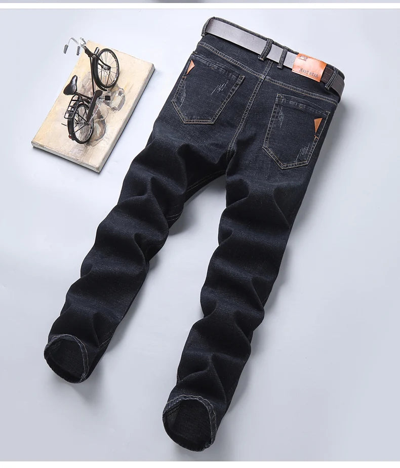 Men's Stretch Straight Jeans - Slim Fit Business Denim - SlayGood