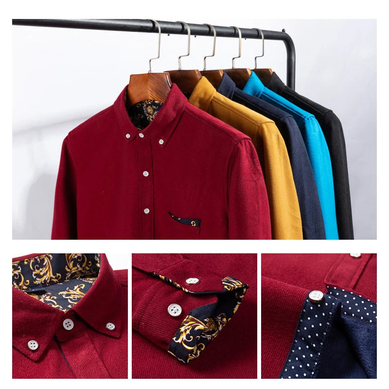 Men's Thick Casual Print Shirt - Long Sleeve Streetwear - SlayGood